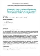 Virtual PLACE Form C Fact Sheet for Informed  Consent to Participate in an Interview about Internet, Social Media, and Telephone Use 