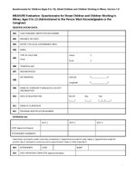 MEASURE Evaluation: Questionnaire for Street Children and Children Working in Mines, Ages 0 to 13 (Administered to the Person Most Knowledgeable or the Caregiver) 